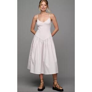linen dress colorful Women's Casual Linen Pure Color Waist Drawstring Dress